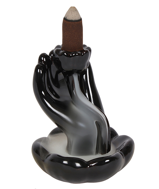 Hand Lotus Flower Ceramic Back Flow Incense Burner